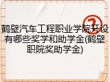 鹤壁汽车工程职业学院开设有哪些奖学和助学金(鹤壁职院奖助学金)