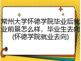 常州大学怀德学院毕业后就业前景怎么样，毕业生去向(怀德学院就业去向)