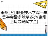 惠州卫生职业技术学院一年奖学金最多能拿多少(惠州卫院最高奖学金)