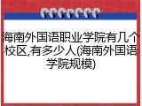 海南外国语职业学院有几个校区,有多少人(海南外国语学院规模)