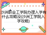沙洲职业工学院办理入学有什么攻略没(沙洲工学院入学攻略)