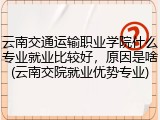云南交通运输职业学院什么专业就业比较好，原因是啥(云南交院就业优势专业)