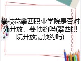 攀枝花攀西职业学院是否对外开放，要预约吗(攀西职院开放需预约吗)