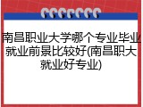 南昌职业大学哪个专业毕业就业前景比较好(南昌职大就业好专业)