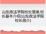 山东政法学院校长是谁,校长基本介绍(山东政法学院校长简介)