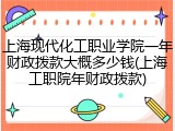 上海现代化工职业学院一年财政拨款大概多少钱(上海工职院年财政拨款)