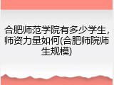 合肥师范学院有多少学生，师资力量如何(合肥师院师生规模)