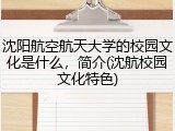 沈阳航空航天大学的校园文化是什么，简介(沈航校园文化特色)