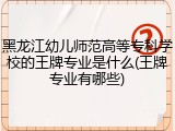 黑龙江幼儿师范高等专科学校的王牌专业是什么(王牌专业有哪些)