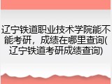 辽宁铁道职业技术学院能不能考研，成绩在哪里查询(辽宁铁道考研成绩查询)
