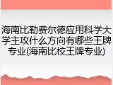 海南比勒费尔德应用科学大学主攻什么方向有哪些王牌专业(海南比校王牌专业)