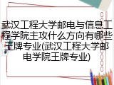 武汉工程大学邮电与信息工程学院主攻什么方向有哪些王牌专业(武汉工程大学邮电学院王牌专业)