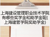 上海建设管理职业技术学院有哪些奖学金和助学金呢(上海建管学院奖助学金)