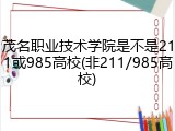 茂名职业技术学院是不是211或985高校(非211/985高校)