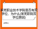 莱芜职业技术学院是否有双学位，为什么(莱芜职院双学位原因)