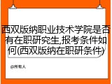 西双版纳职业技术学院是否有在职研究生,报考条件如何(西双版纳在职研条件)