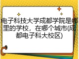 电子科技大学成都学院是哪里的学校，在哪个城市(成都电子科大校区)