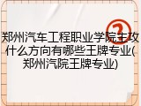 郑州汽车工程职业学院主攻什么方向有哪些王牌专业(郑州汽院王牌专业)