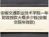安徽交通职业技术学院一年财政拨款大概多少钱(安徽交院年拨款)
