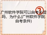 广州软件学院可以自考去读吗，为什么(广州软件学院自考条件)