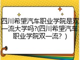 四川希望汽车职业学院是双一流大学吗?(四川希望汽车职业学院双一流？)