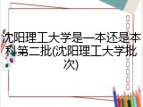 沈阳理工大学是一本还是本科第二批(沈阳理工大学批次)