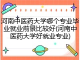 河南中医药大学哪个专业毕业就业前景比较好(河南中医药大学好就业专业)