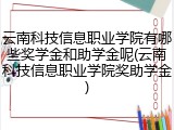 云南科技信息职业学院有哪些奖学金和助学金呢(云南科技信息职业学院奖助学金)