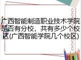 广西智能制造职业技术学院是否有分校，共有多少个校区(广西智能学院几个校区)