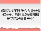 郑州科技学院什么专业就业比较好，原因是啥(郑州科技学院好就业专业)