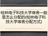 桂林电子科技大学宿舍一般是怎么分配的(桂林电子科技大学宿舍分配方式)