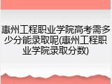 惠州工程职业学院高考需多少分能录取呢(惠州工程职业学院录取分数)
