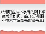 郑州职业技术学院的图书馆藏书量如何，简介(郑州职业技术学院图书馆藏书量)
