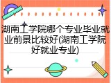 湖南工学院哪个专业毕业就业前景比较好(湖南工学院好就业专业)