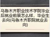 乌鲁木齐职业技术学院毕业后就业前景怎么样，毕业生去向(乌鲁木齐职院就业去向)