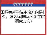 国际关系学院主攻方向是什么，怎么样(国际关系学院研究方向)