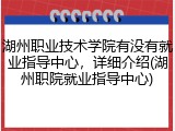湖州职业技术学院有没有就业指导中心，详细介绍(湖州职院就业指导中心)