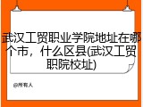 武汉工贸职业学院地址在哪个市，什么区县(武汉工贸职院校址)