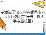 宁波诺丁汉大学有哪些专业，几个校区(宁波诺丁汉大学专业校区)
