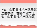 上海中华职业技术学院是哪里的学校，在哪个城市(上海中华职业技术学院在哪)