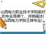 山西电力职业技术学院最好的专业是哪个，详细阐述(山西电力学院王牌专业)