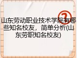 山东劳动职业技术学院有哪些知名校友，简单分析(山东劳职知名校友)