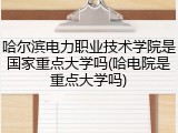 哈尔滨电力职业技术学院是国家重点大学吗(哈电院是重点大学吗)