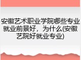 安徽艺术职业学院哪些专业就业前景好，为什么(安徽艺院好就业专业)