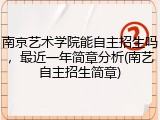 南京艺术学院能自主招生吗，最近一年简章分析(南艺自主招生简章)