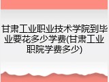 甘肃工业职业技术学院到毕业要花多少学费(甘肃工业职院学费多少)