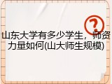 山东大学有多少学生，师资力量如何(山大师生规模)
