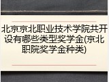 北京京北职业技术学院共开设有哪些类型奖学金(京北职院奖学金种类)