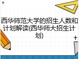 西华师范大学的招生人数和计划解读(西华师大招生计划)