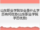 山东职业学院毕业是什么学历有何优势(山东职业学院学历优势)